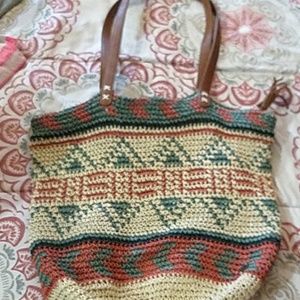 Multi colored straw large tote bag